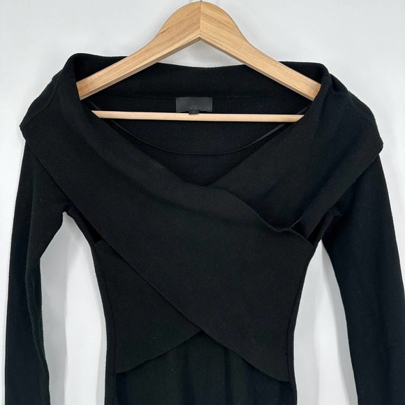 Intermix Off The Shoulder Sweater Wrap Criss Cross Long Sleeve Fitted Sweater - Picture 3 of 9